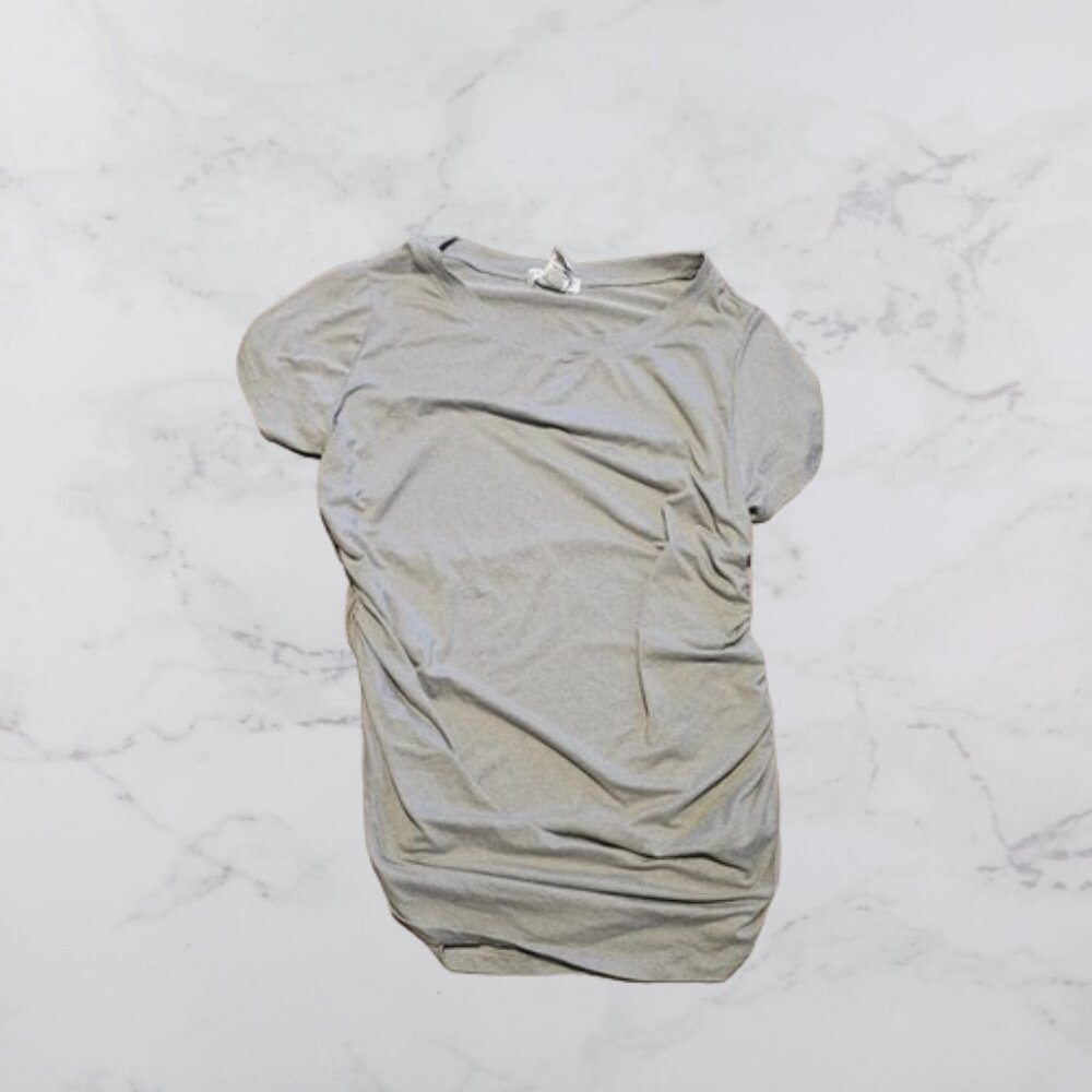 Eye Candy Super Soft Gray Scrunched Sides T‐Shirt Excellent Used Condition